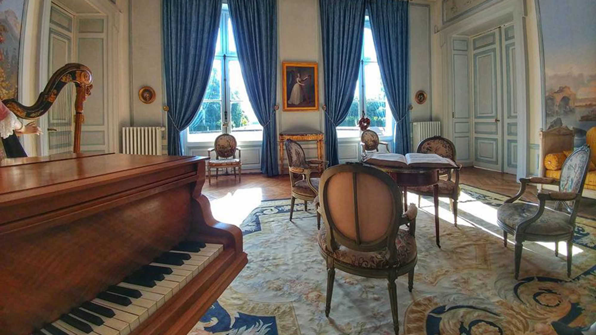 A music room in Chateau des Moyeux in France.