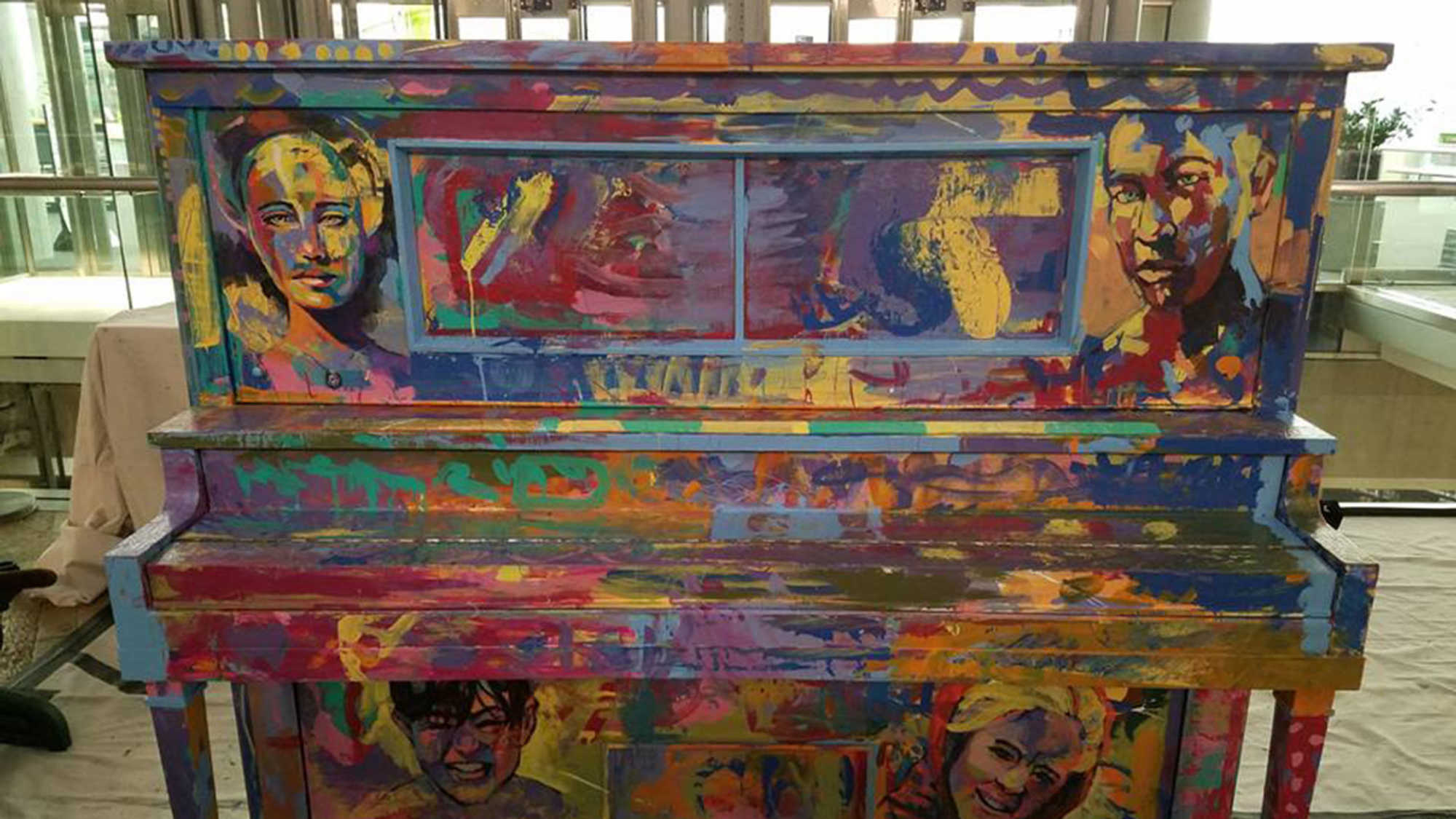 A painted piano at the Salt Lake City Public Library